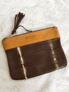 Parker Clay Sheepskin Zip Pouch – Tie Dye Brown Handcrafted in Ethiopia